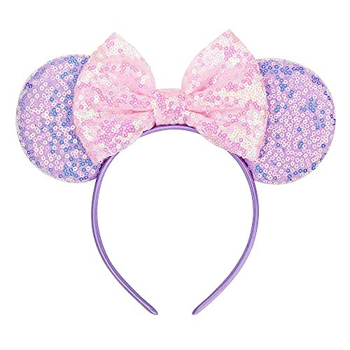 Eisyaa Mouse Ears Bow Headbands, Purple Rapunzel Inspired Minnie Ears, Princess headband Cosplay Costume for Women & Girls,One Size Fits All (Purple) | Amazon (US)