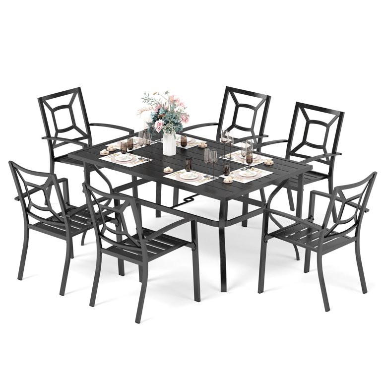 Sophia & William 7 Piece Metal Outdoor Patio Dining Bistro Sets Outdoor Club Bar Sets with 6 Stac... | Walmart (US)