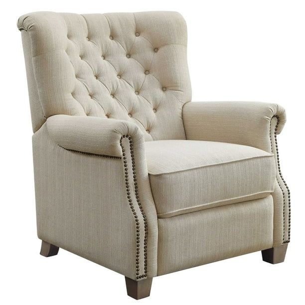 Better Homes & Gardens Tufted Push Back Recliner, Beige Fabric Upholstery - Walmart.com | Walmart (US)