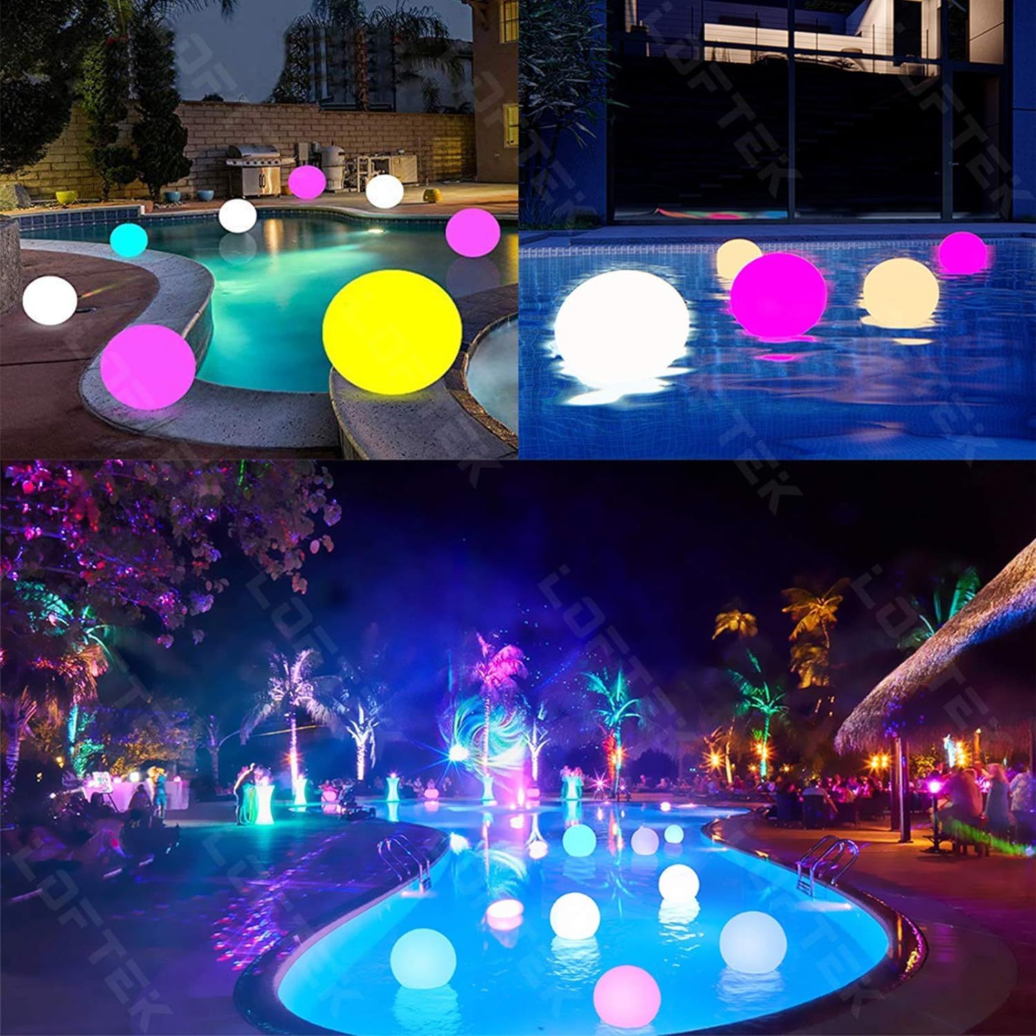 LOFTEK LED Dimmable Floating Pool Lights Ball, 16-inch Cordless Night Light with Remote, 16 RGB C... | Amazon (US)