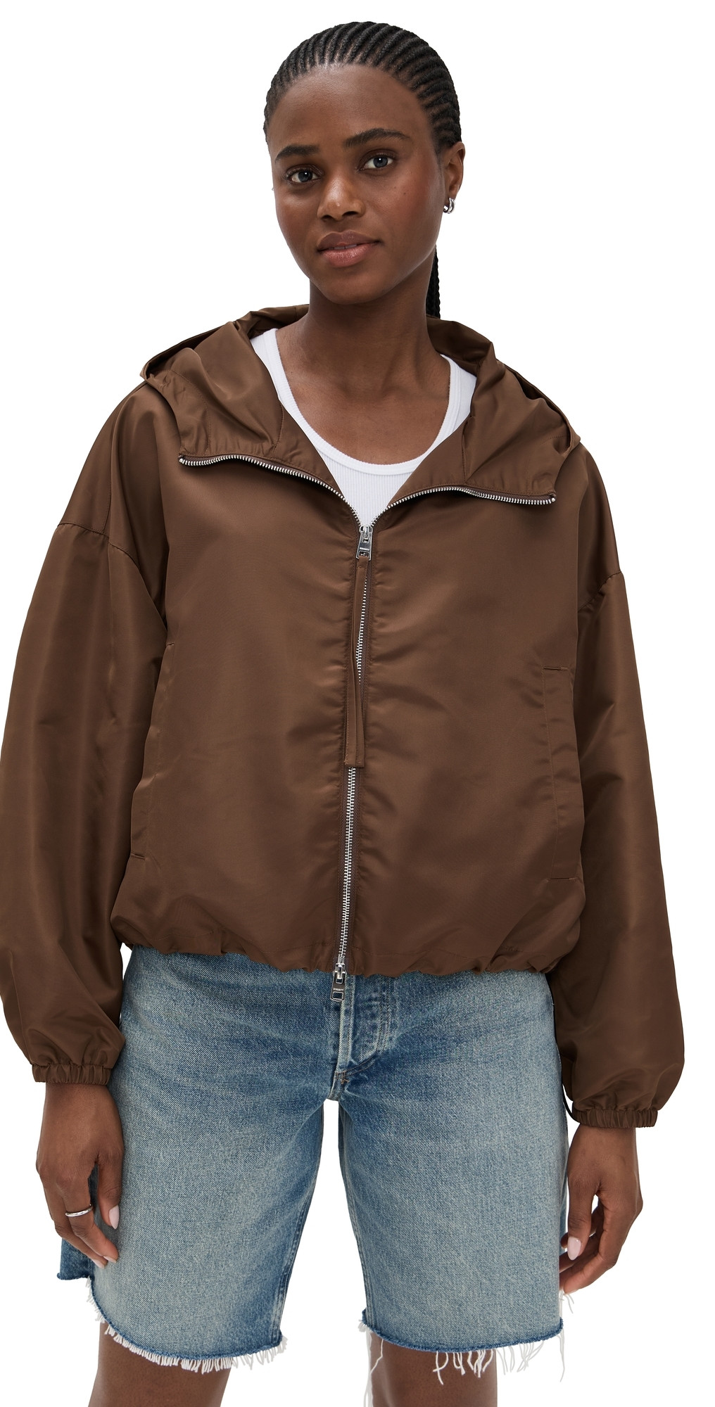 Citizens of Humanity Cropped Nylon Windbreaker Brown XS | Shopbop