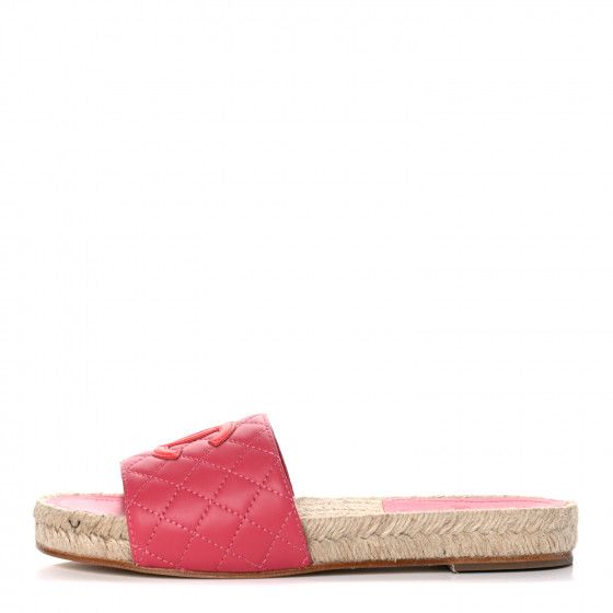 CHANEL Lambskin Quilted CC Espadrille Slip On Sandals 36 Pink | Fashionphile