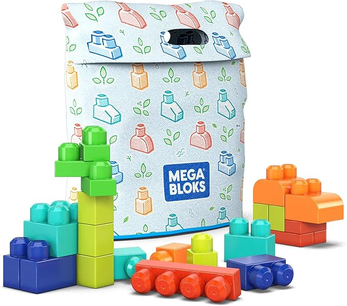 Mega Bloks Building Bag Preschool Building Set with Plant-Based Blocks, 60 Pieces, biobased Plast... | Amazon (US)
