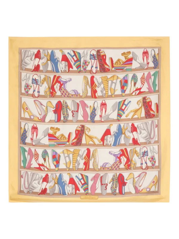 shoe-print silk scarf | Farfetch Global