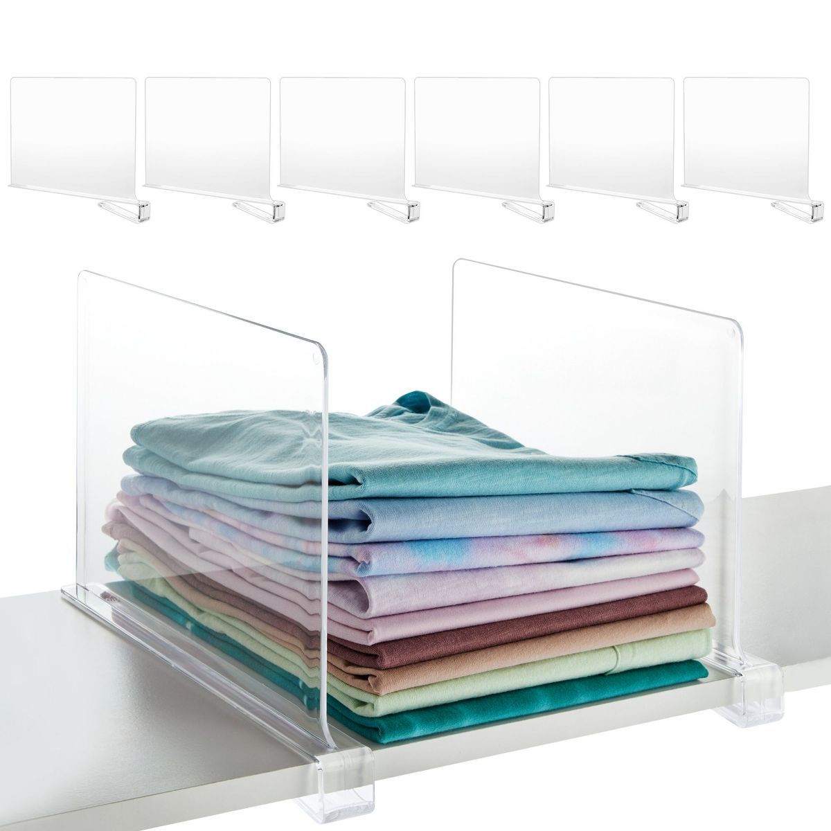 Juvale 6 Pack Clear Plastic Shelf Dividers for Closet Organizers Shelves Storage 8.25 x 11 in | Target