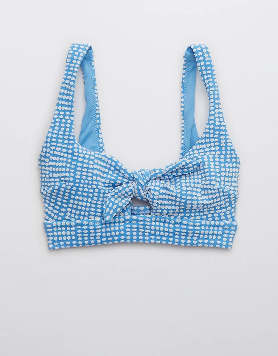 Aerie Jacquard Tie Banded Wide Strap Scoop Bikini Top | American Eagle Outfitters (US & CA)