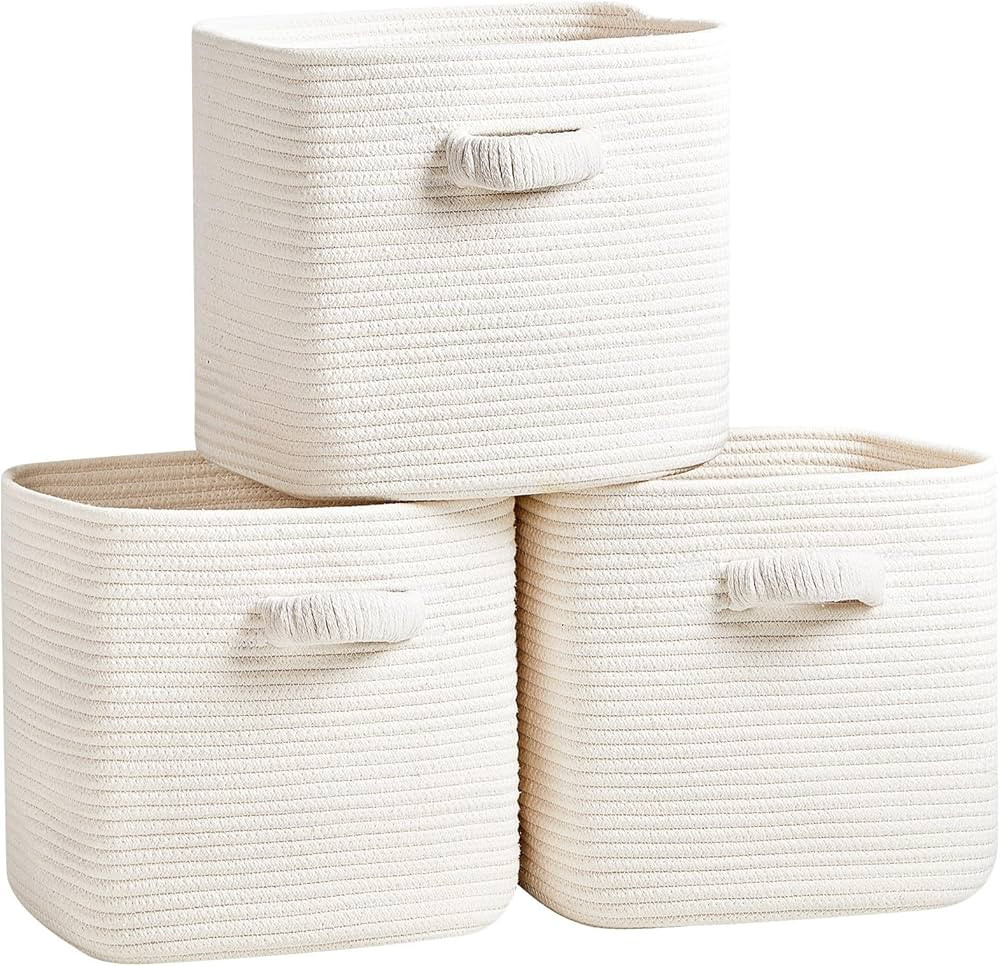 Storage Cube Baskets for Organizing - 3 Pack - 11 inch Square Baskets for Cube Storage, Closet St... | Amazon (US)