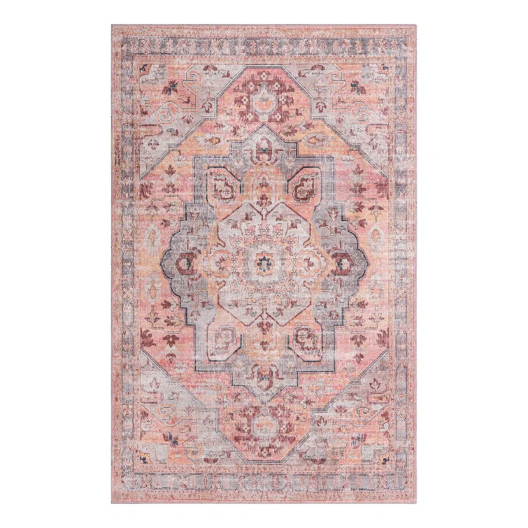 Evgen Oriental Apricot/Pink Area Rug | Wayfair North America