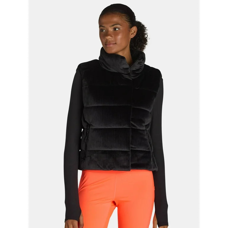 Avia Women's Ribbed Velour Puffer Vest, Sizes XS-XXXL - Walmart.com | Walmart (US)