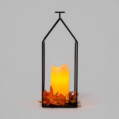 Harvest Medium Lantern Candle with Orange Leaves - Hyde &#38; EEK! Boutique&#8482; | Target