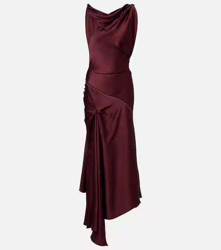 Asymmetric draped satin midi dress | Mytheresa (US/CA)