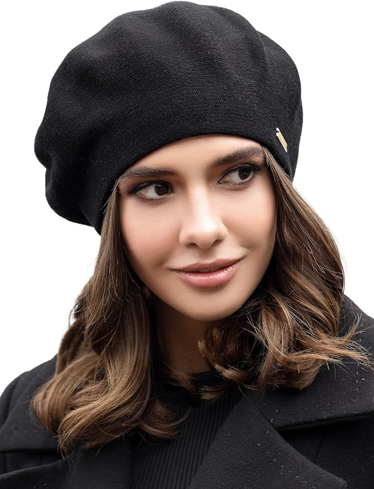 Beret - Warm Lined Wool Angora Knit Berets - French Paris Hat for Women | Amazon (US)