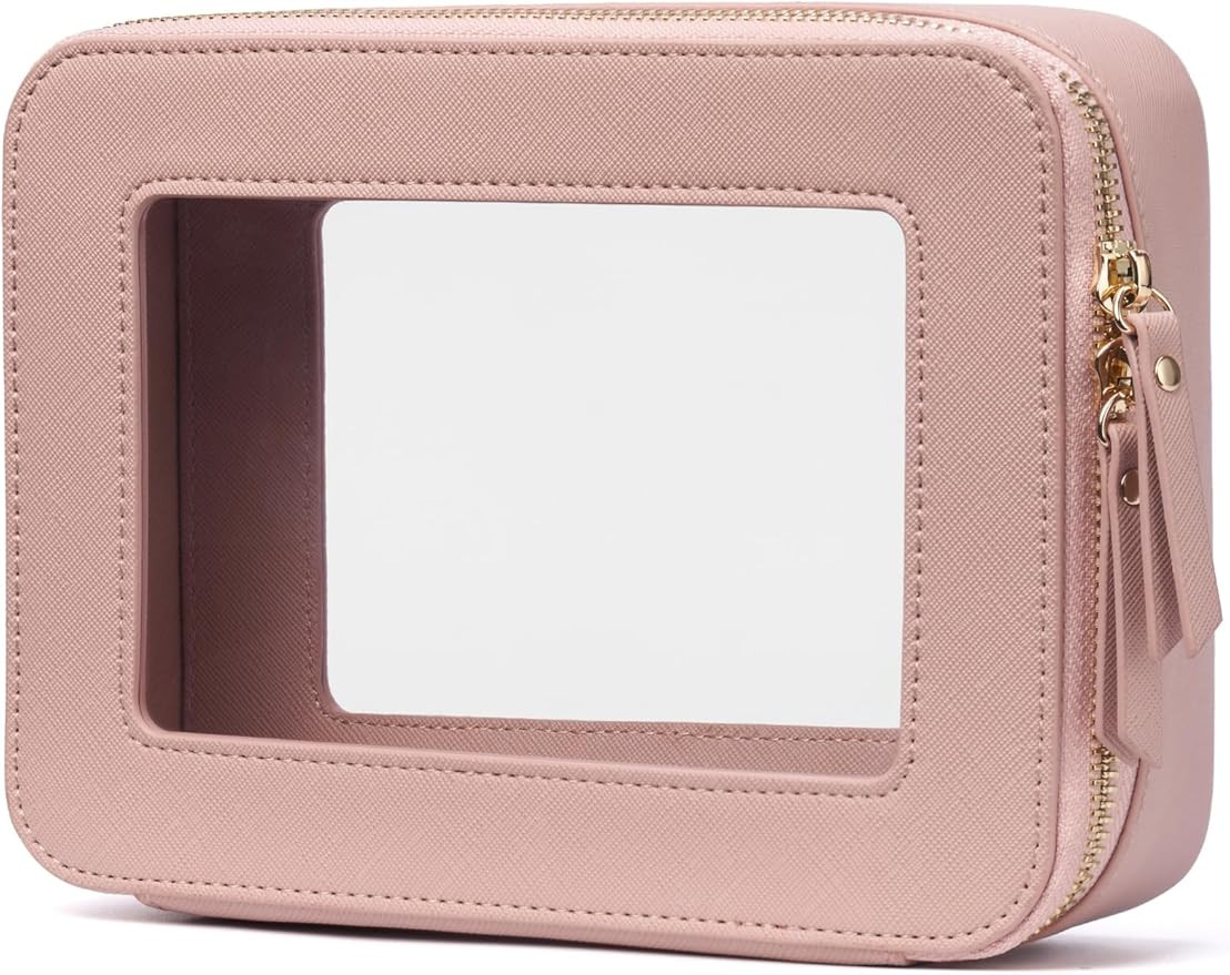 Popvibe Clear Makeup Bag Travel Cosmetic Case Transparent Toiletry Bag with Zipper, Portable Make... | Amazon (US)