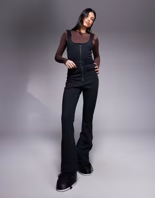 ASOS 4505 Tall Ski soft shell belted water repellent bib overalls in black | ASOS (Global)