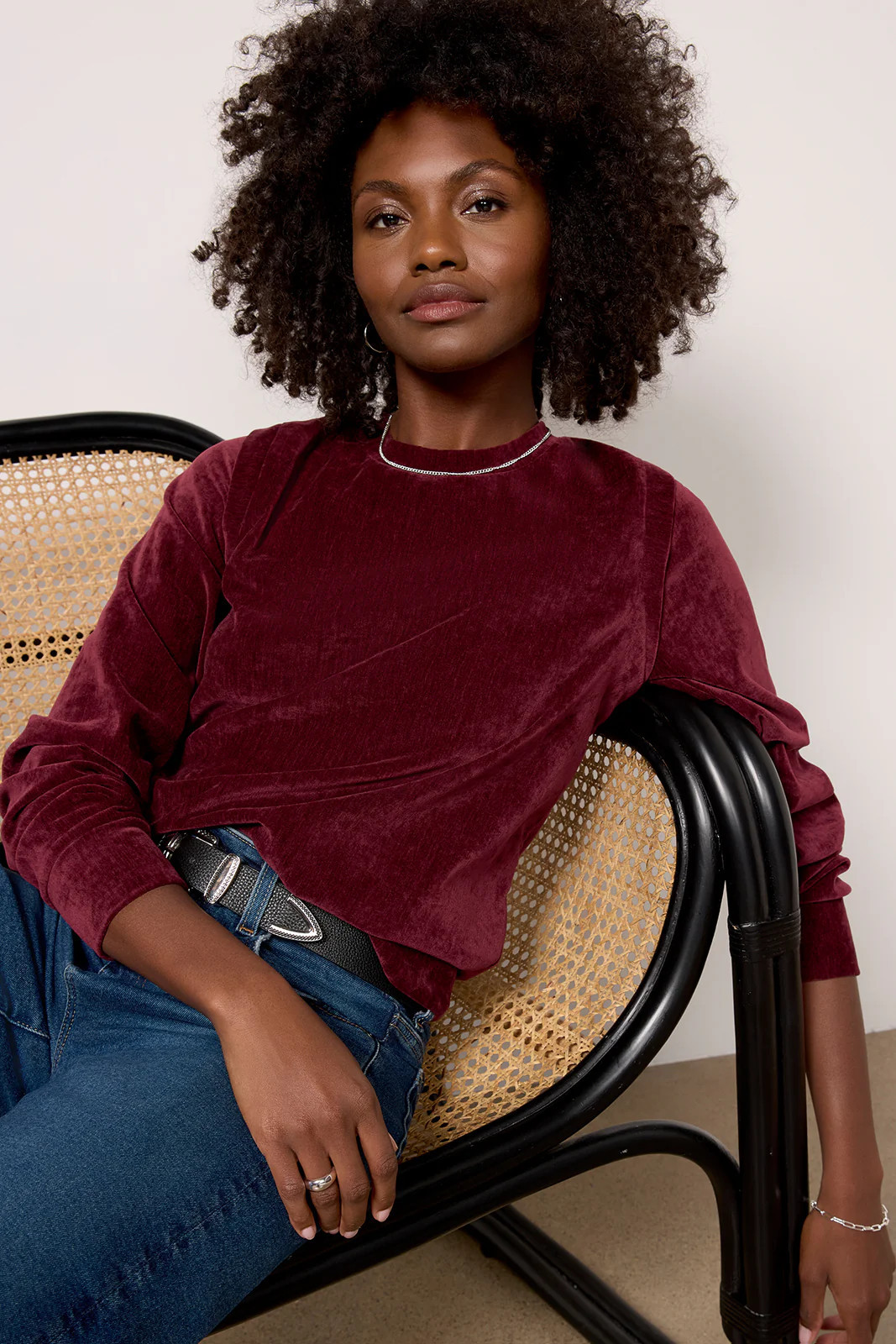 Holly Velour Pleated Pullover | Evereve