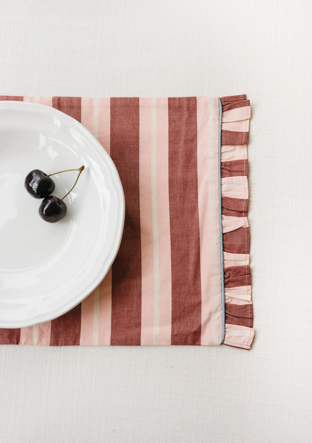 Cotton Placemats Set of 2 in Red Stripe | The Tartan Blanket Co.