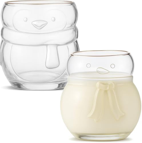 2 Pcs Christmas Penguin and Snowman Drinking Glasses, 18oz Xmas Penguin and Snowman Clear Glass M... | Amazon (US)