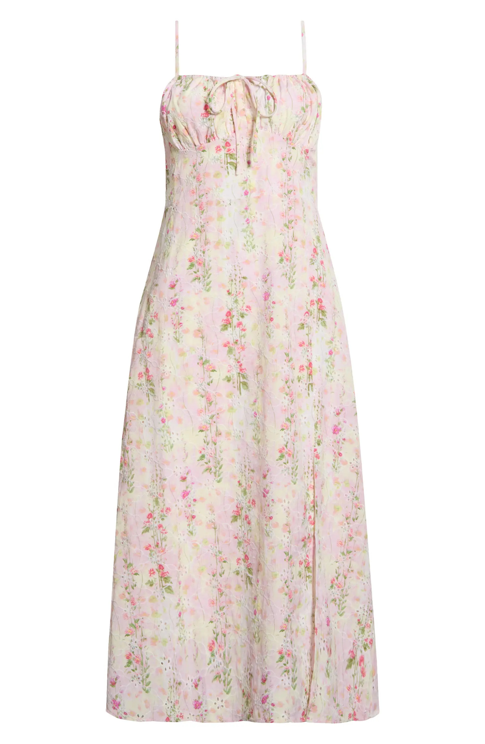 Floral Eyelet Corset Midi Sundress | Nordstrom