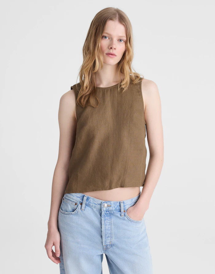Tie-Back Shell Top in 100% Linen | Madewell
