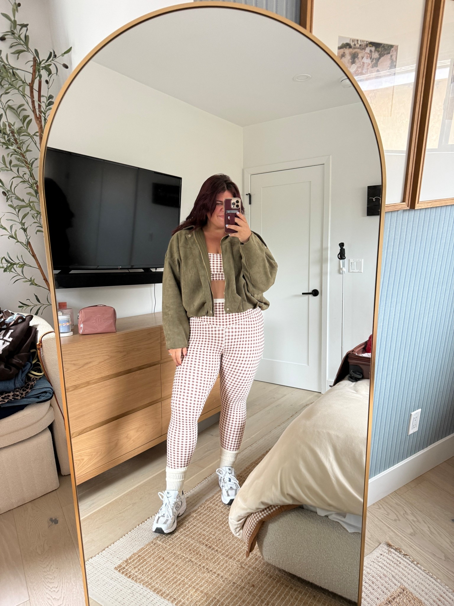 Playing around with some spring trends and loving this edgy chic vibe pairing this bomber jacket with this gingham set from @Target ￼

#LTKmomlife #LTKMidsize