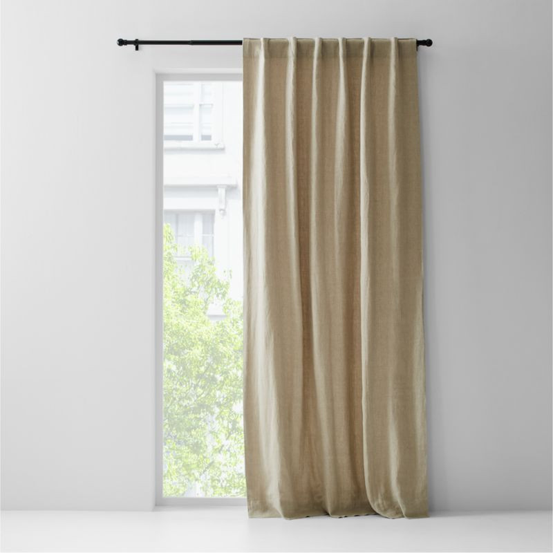 Warm Beige European Flax -Certified Linen Window Curtain Panel 52"x84" | Crate & Barrel | Crate & Barrel