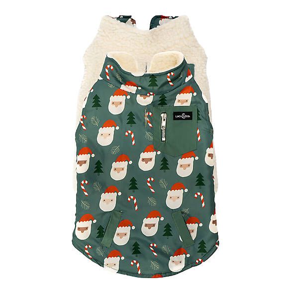 Lucy & Co. Holiday Santa's Coming to Town Reversible Vest Dog Jacket | PetSmart