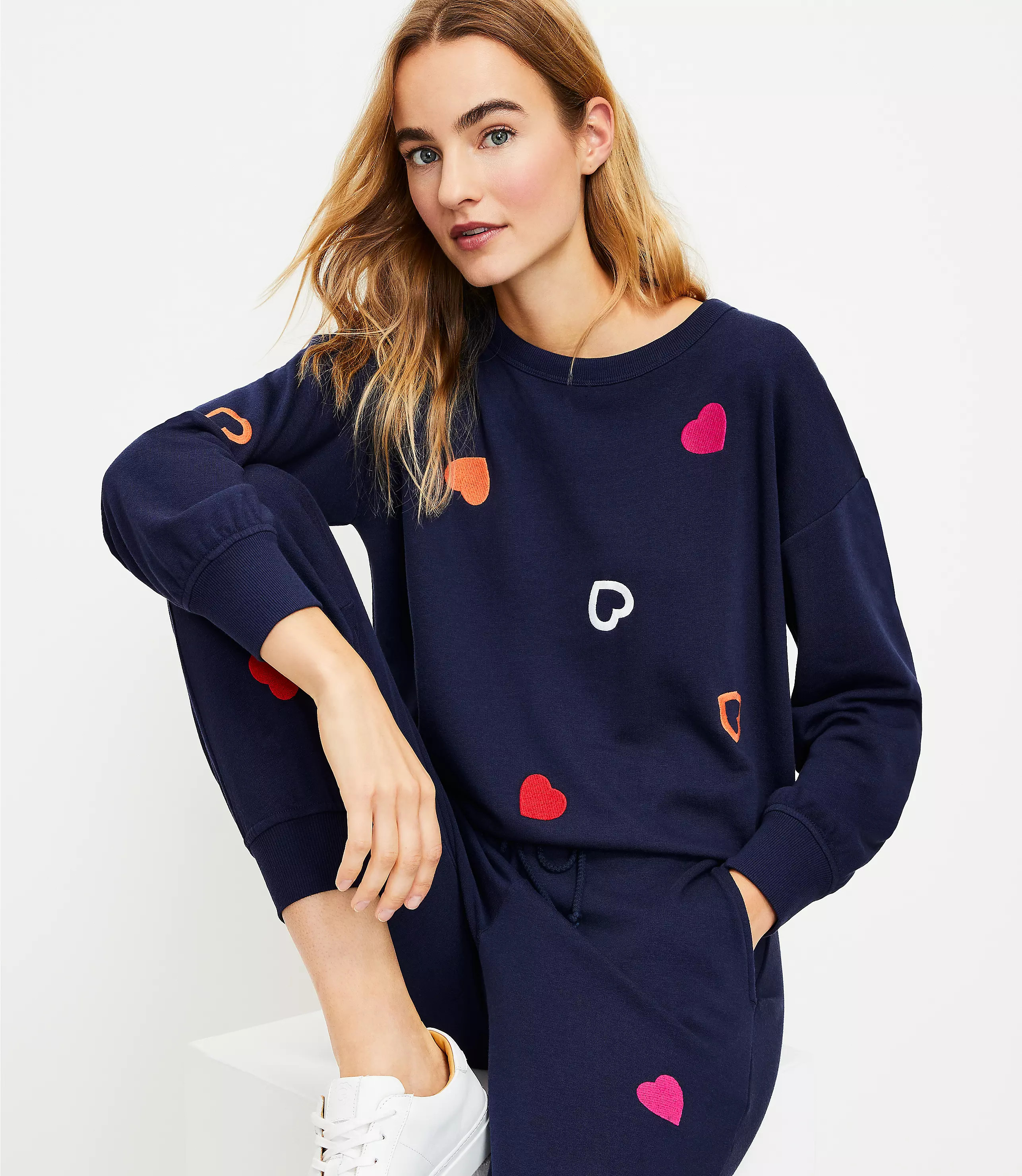 Lou & Grey Heart Cozy Cotton Terry Sweatshirt | LOFT