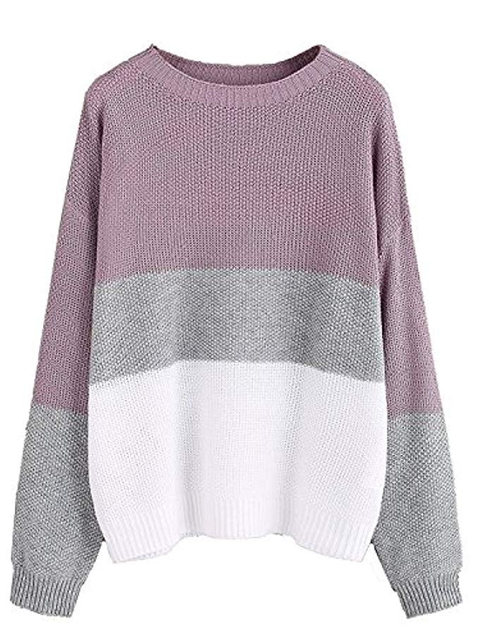 Milumia Women's Drop Shoulder Color Block Textured Jumper Casual Sweater | Amazon (US)