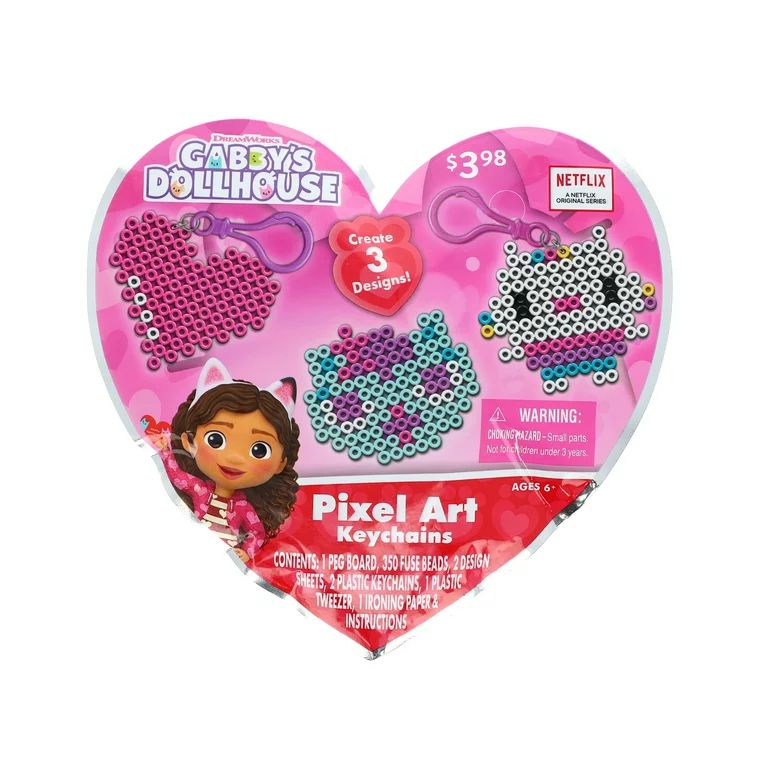 DreamWorks Gabby's Dollhouse Pixel Art Plastic Beaded Keychain Set, for Child Ages 3+ | Walmart (US)