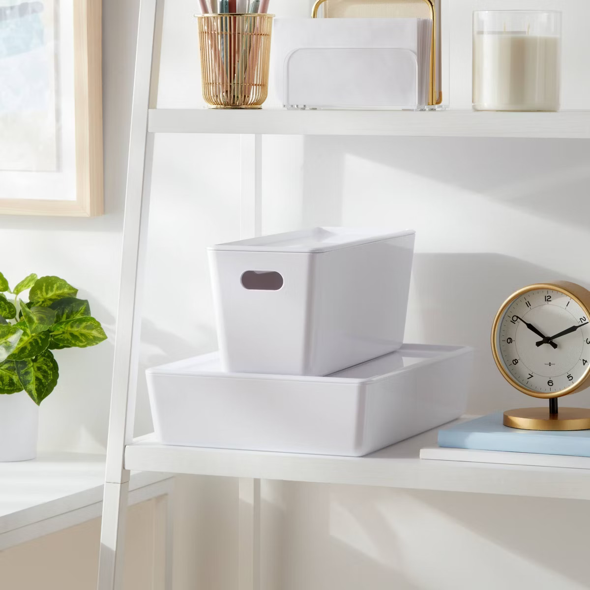 6L Stacking Bin with Lid White - Brightroom™ | Target