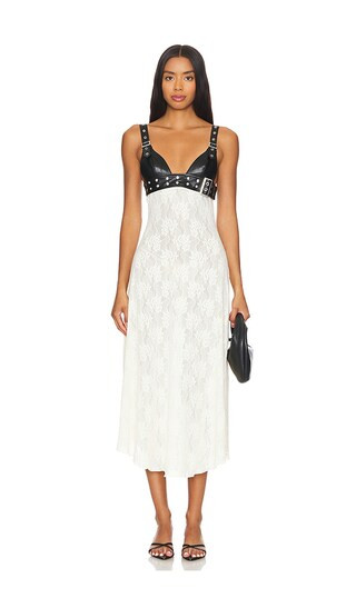 Belt Bodice Midi Dress in Black & Antique White | Revolve Clothing (Global)