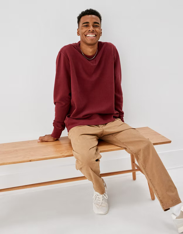 AE Super Soft Fleece Icon Crew Neck Sweatshirt | American Eagle Outfitters (US & CA)