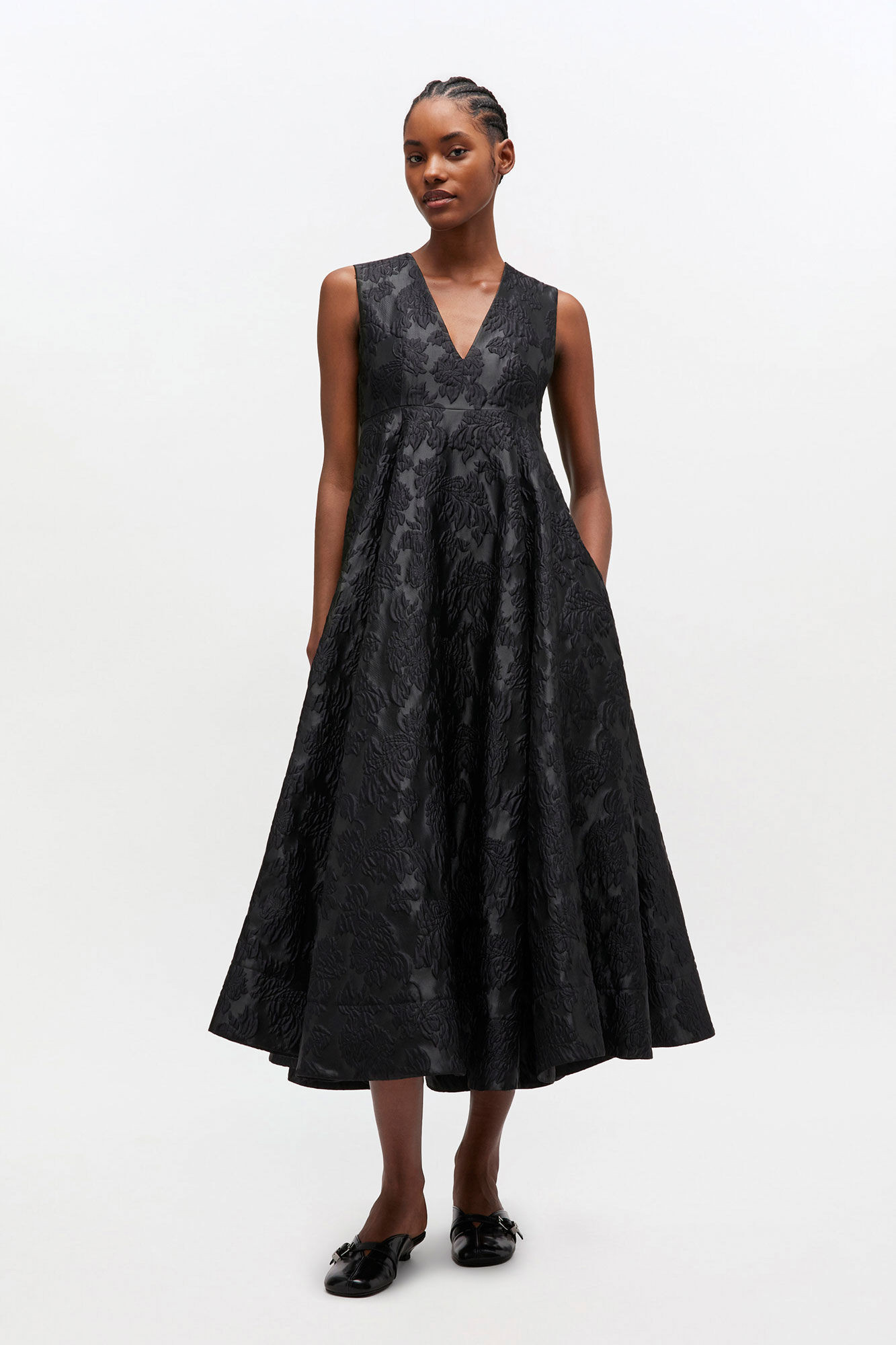 Satin Cloque Long Dress | Ganni