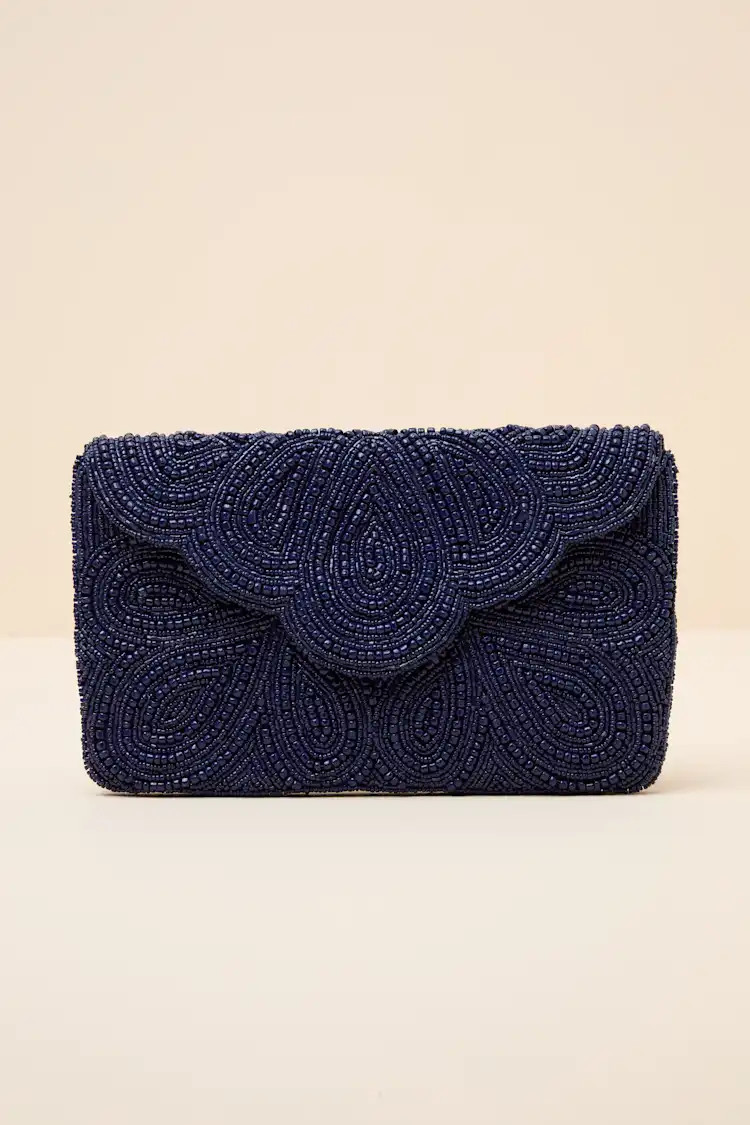 Stunning Addition Navy Beaded Clutch | Lulus