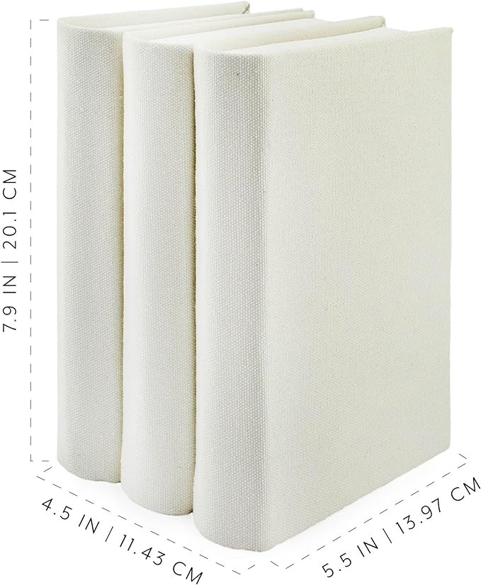 AuldHome Faux Book Stack (Cream); Blank Set of 3 Decorative Books for DIY Crafts and Home Decor | Amazon (US)