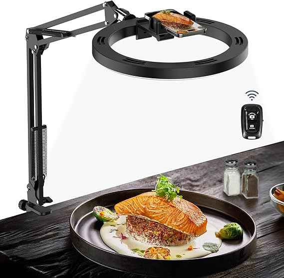 Overhead Camera Mount with Ring Light Phone Holder,10" LED Ring Light for Desk with Stand and Rem... | Amazon (US)