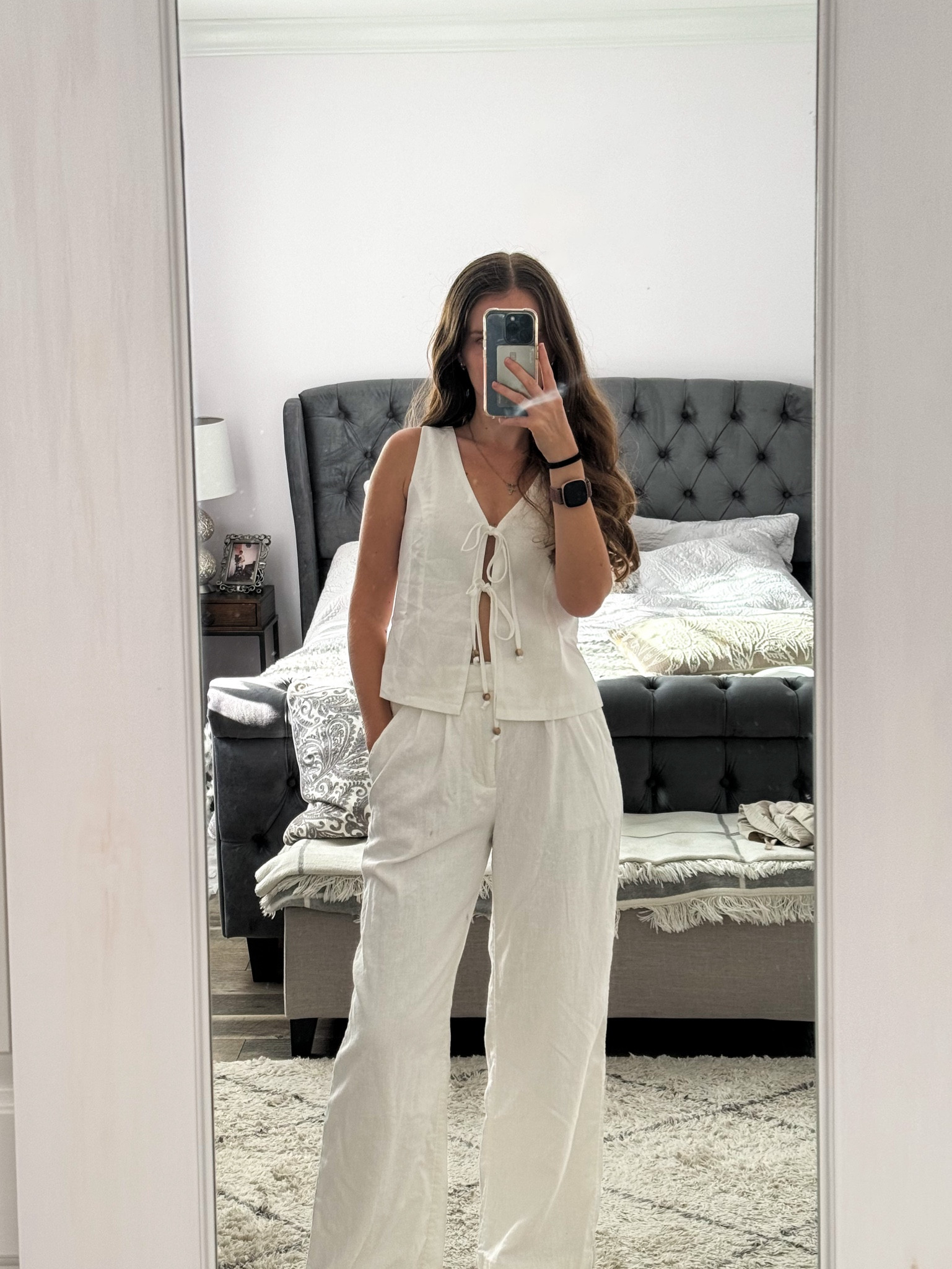 A tie front linen vest top paired with linen pants makes a cute summer outfit idea. 
.
.
.
.
.
.
.

#LTKSeasonal #LTKU #LTKSaleAlert #LTKParties #LTKWorwear #LTKTravel #LTKShoeCrush #LTKItBag #LTKSummerSales #LTKxNSale 

Summer outfits | summer tops | summer sandals | summer sets | linen pants outfit | linen pants set | white linen pants | linen trousers | linen vest | cute tops | white vest top | outfit inspo | vacation outfits | 

#LTKStyleTip #LTKFindsUnder50 #LTKFindsUnder100