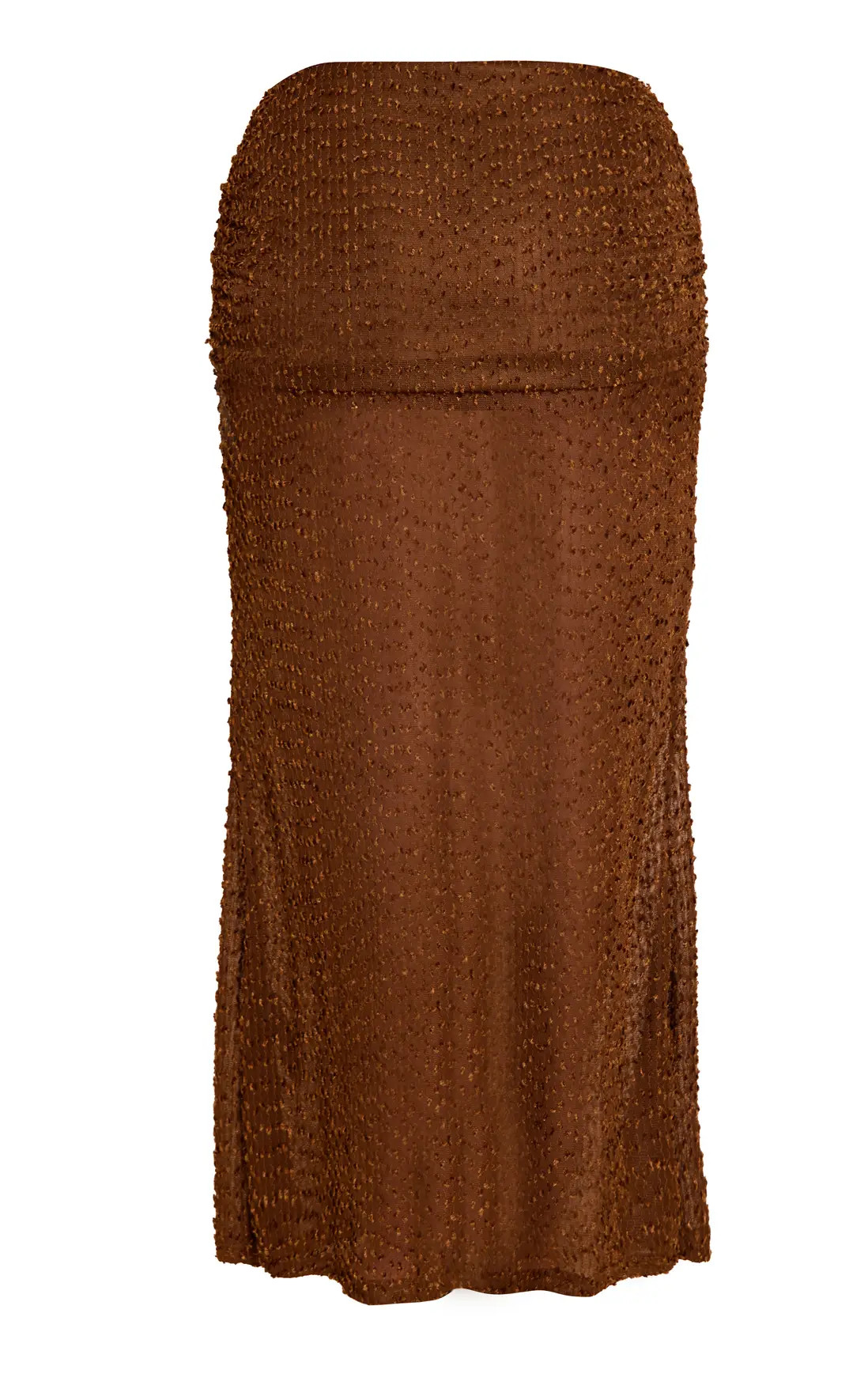 Taupe Textured Boucle Fold Over Ruched Maxi Skirt | PrettyLittleThing USA | PrettyLittleThing US