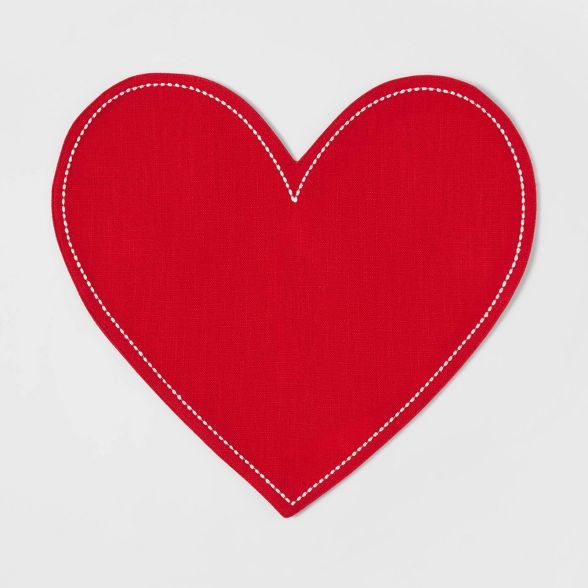 Cotton Embroidered Heart Shaped Placemat Red - Opalhouse™ | Target