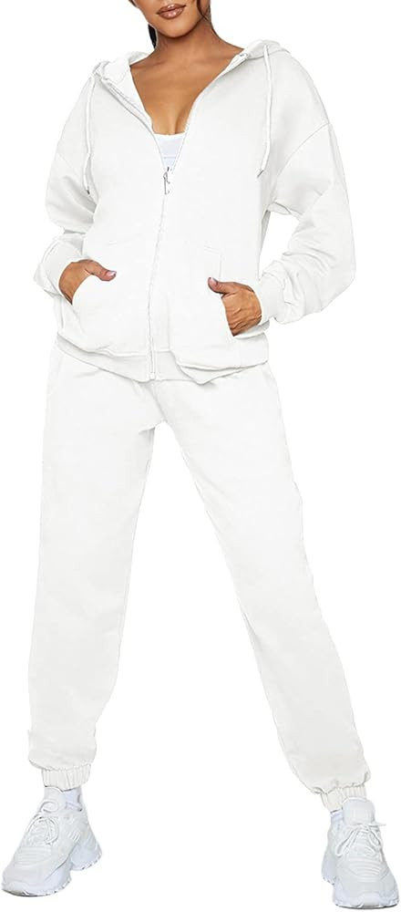 Fixmatti Womens Fall Tracksuit Zip Up Hoodie and Sweatpants Set 2 Pieces Sweatsuits Jogger Sets w... | Amazon (US)