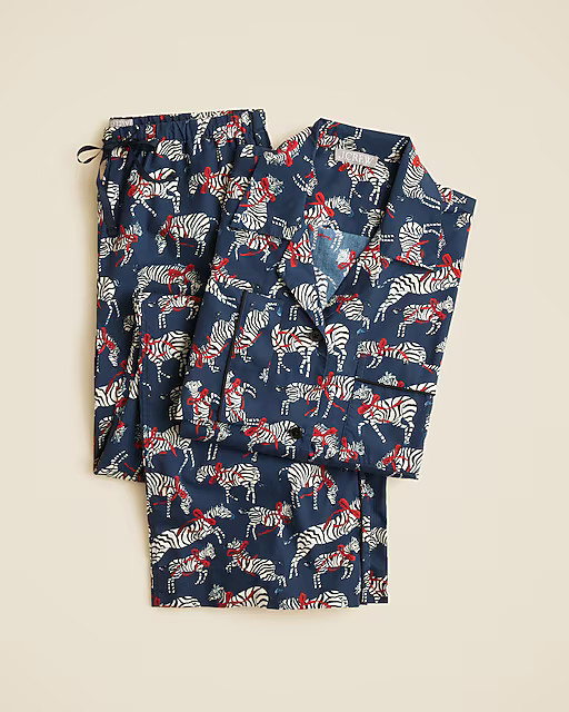 Cotton poplin pajama pant set in party animal print | J. Crew US