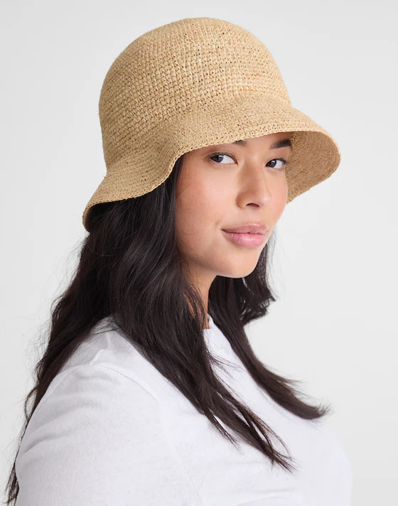 Hand-Crocheted Seamless Bucket Hat in Raffia | Madewell