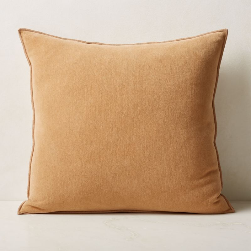 Doux Camel Brown Modern Throw Pillow with Feather-Down Insert 23'' + Reviews | CB2 | CB2