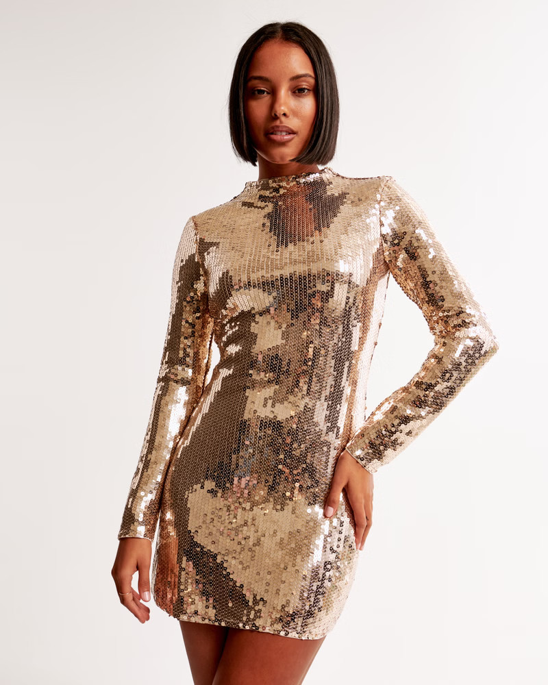 The A&F Paloma Long-Sleeve Sequin Mini Dress | Abercrombie & Fitch (US)