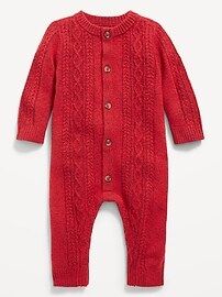 Unisex Button-Front Cable-Knit One-Piece for Baby | Old Navy (US)