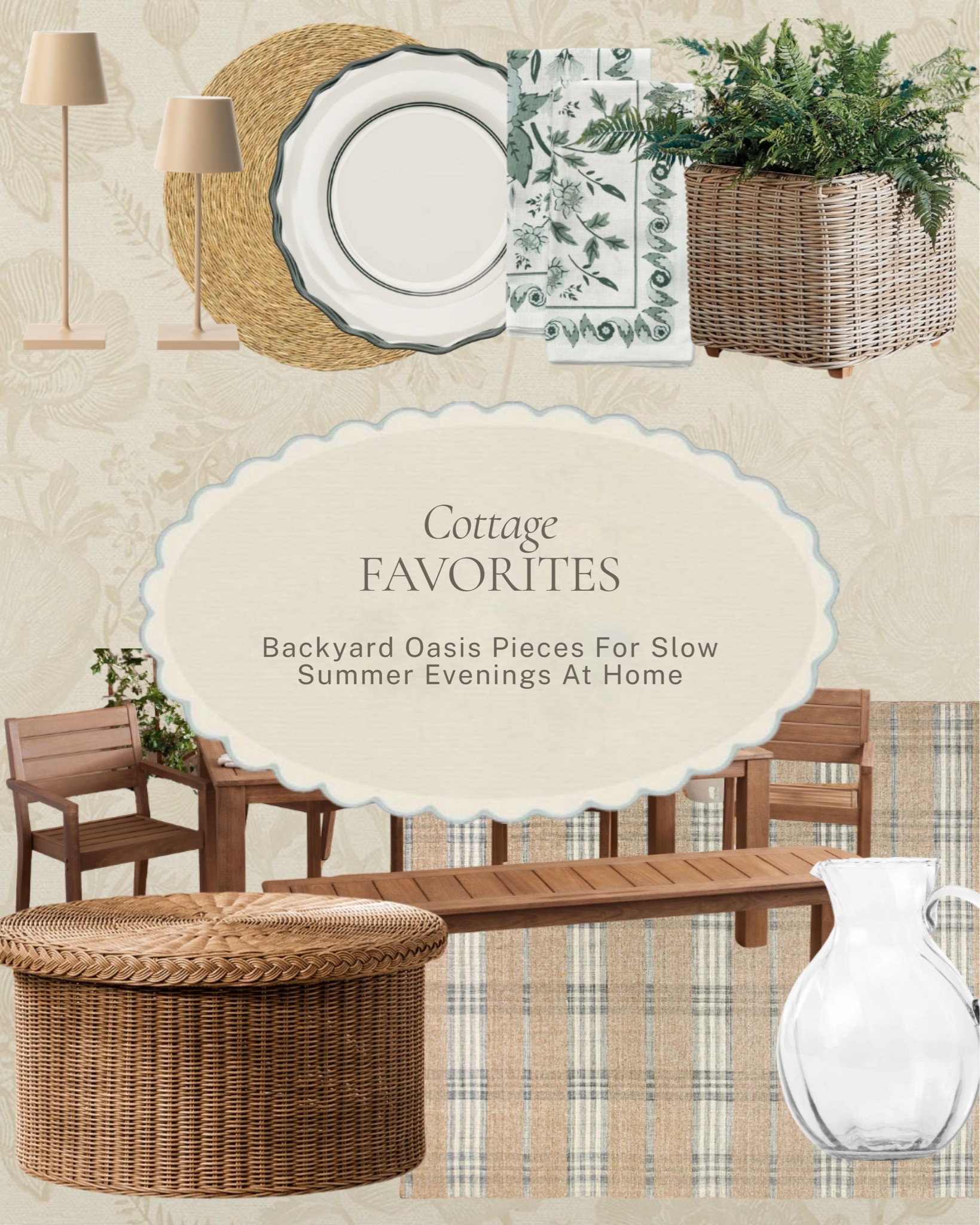 The backyard deserves the same intention as the inside of your home ✨ 

A few cottage favorites for slow summer evenings outdoors, warm teak seating, a woven coffee table, a plaid outdoor rug, and those little details that make an outdoor space feel just as considered as any room inside. 

All linked here 🤍 

#LTKhome
