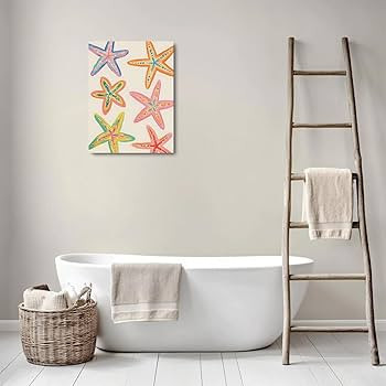 Abstract Coastal Sea Starfish Shell Decor Beach House Wall Decor Canvas Wall Art Summer Framed Pr... | Amazon (US)