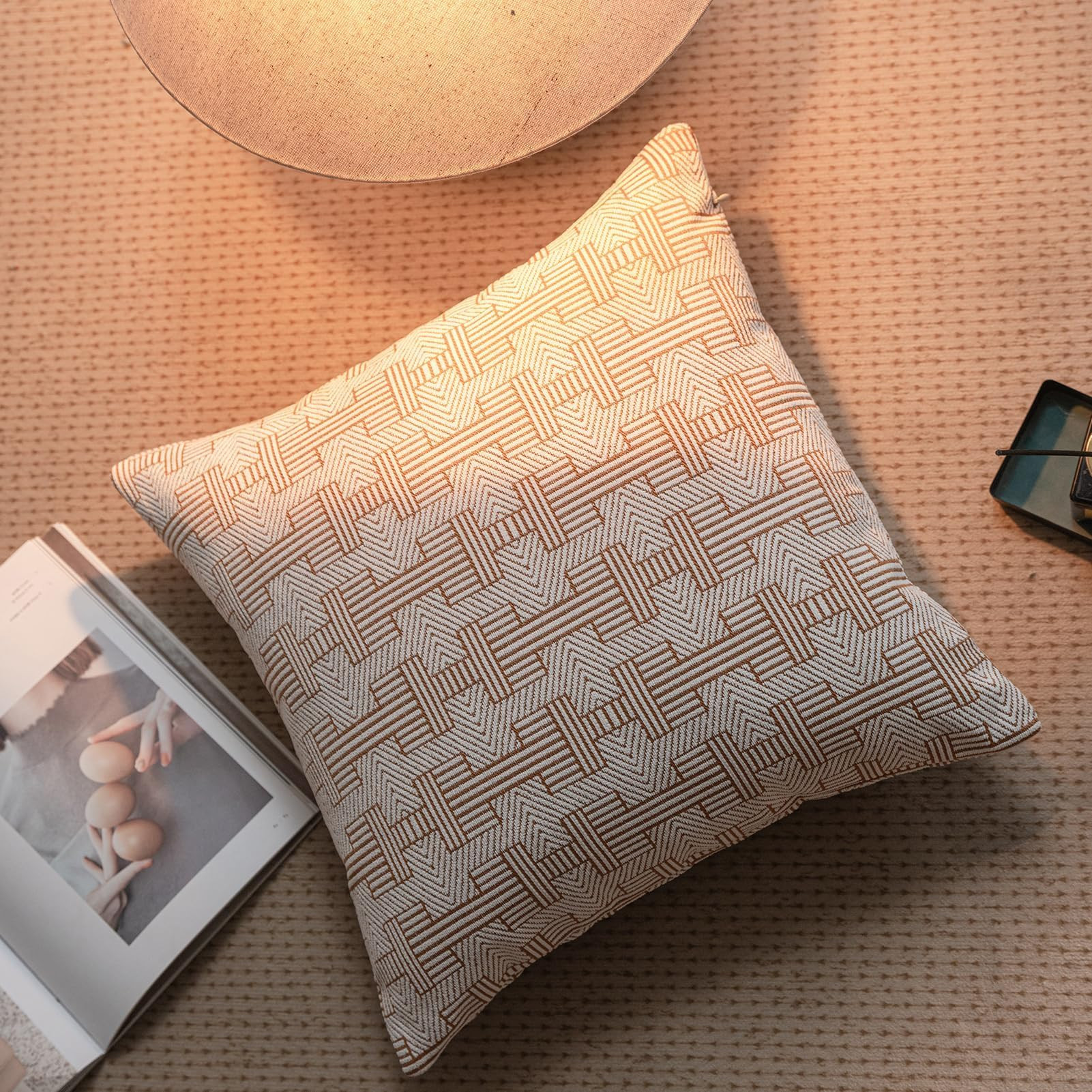 Croker Horse 20x20'' Inches Throw Pillow Cushion Cover - Emma Orange Birch Stripe Pattern Couch S... | Amazon (US)