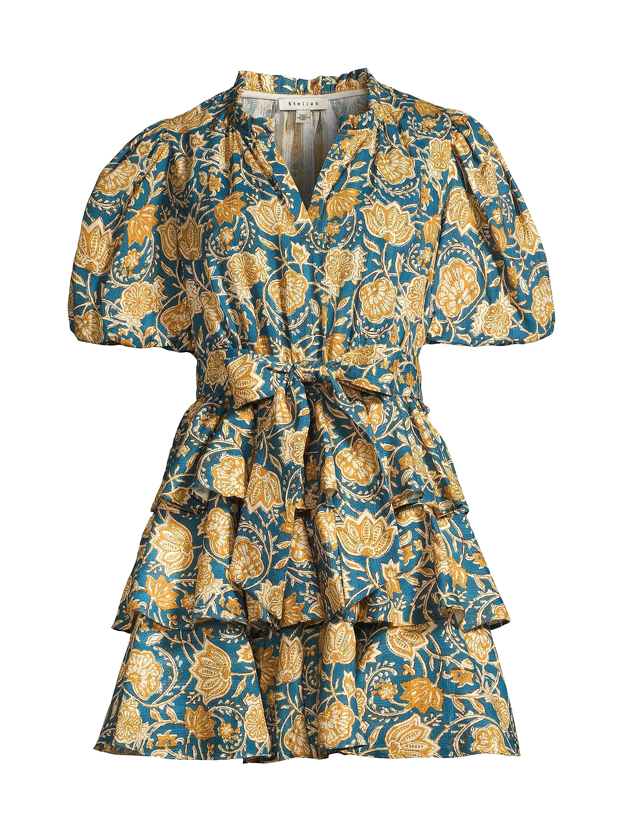 Belted Floral Textured Cotton Minidress | Saks Fifth Avenue