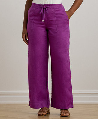 Lauren Ralph Lauren Plus Size Linen Wide-Leg Pants - Macy's | Macy's
